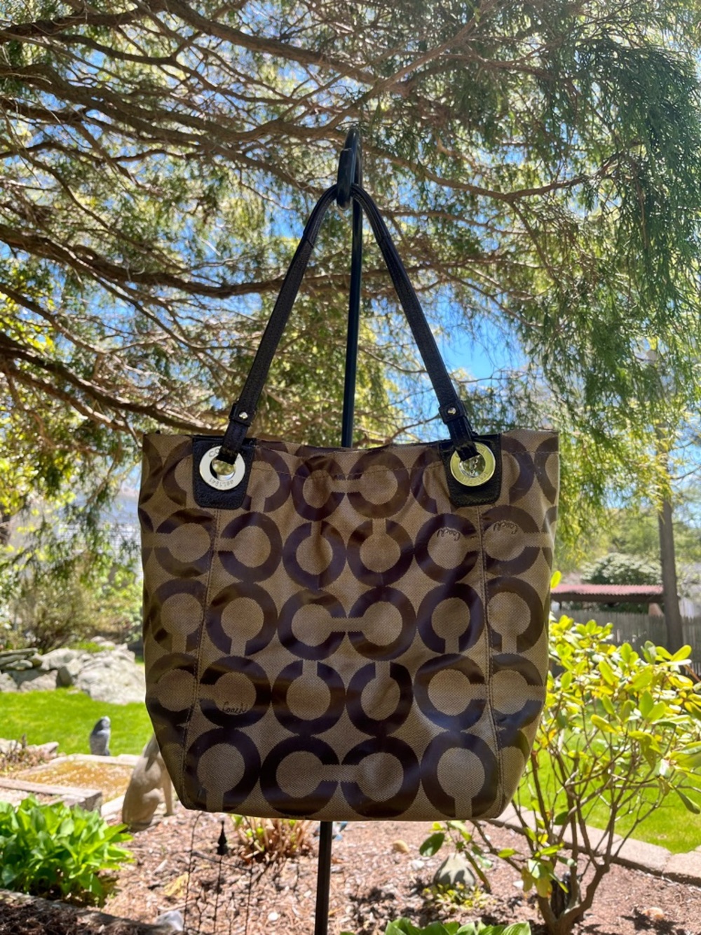 Coach Signature Patent Leather Tote - Picture 3 of 8